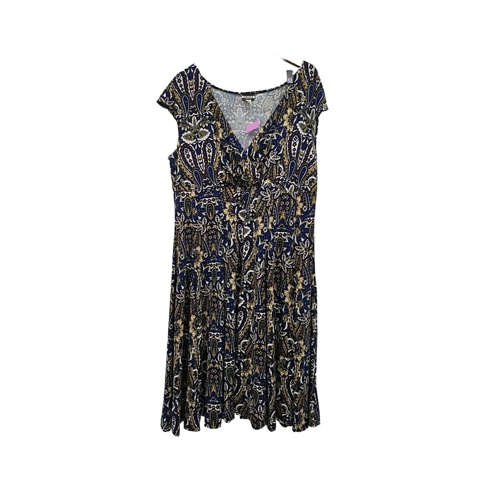 Haani Women's Dress Stretch Print Floral Cap Sleeve Pleat Multicolor Size 3XP